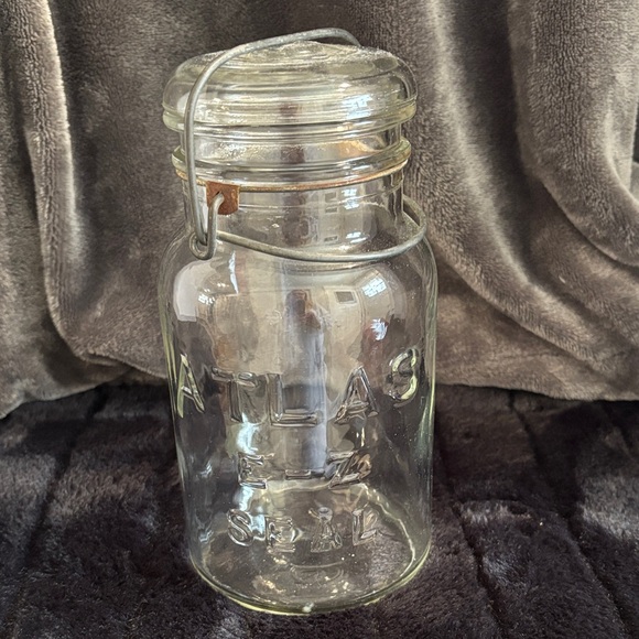 Vintage🔸Atlas E-Z Seal Clear Glass Mason Jar Wire Slide open Lid - Picture 7 of 9